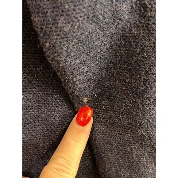 Jones New York Signature Dog Sweater Navy V Neck Knit Pullover Womens Med - Picture 5 of 7